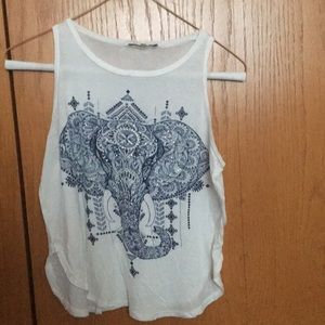 White and blue elephant tank top